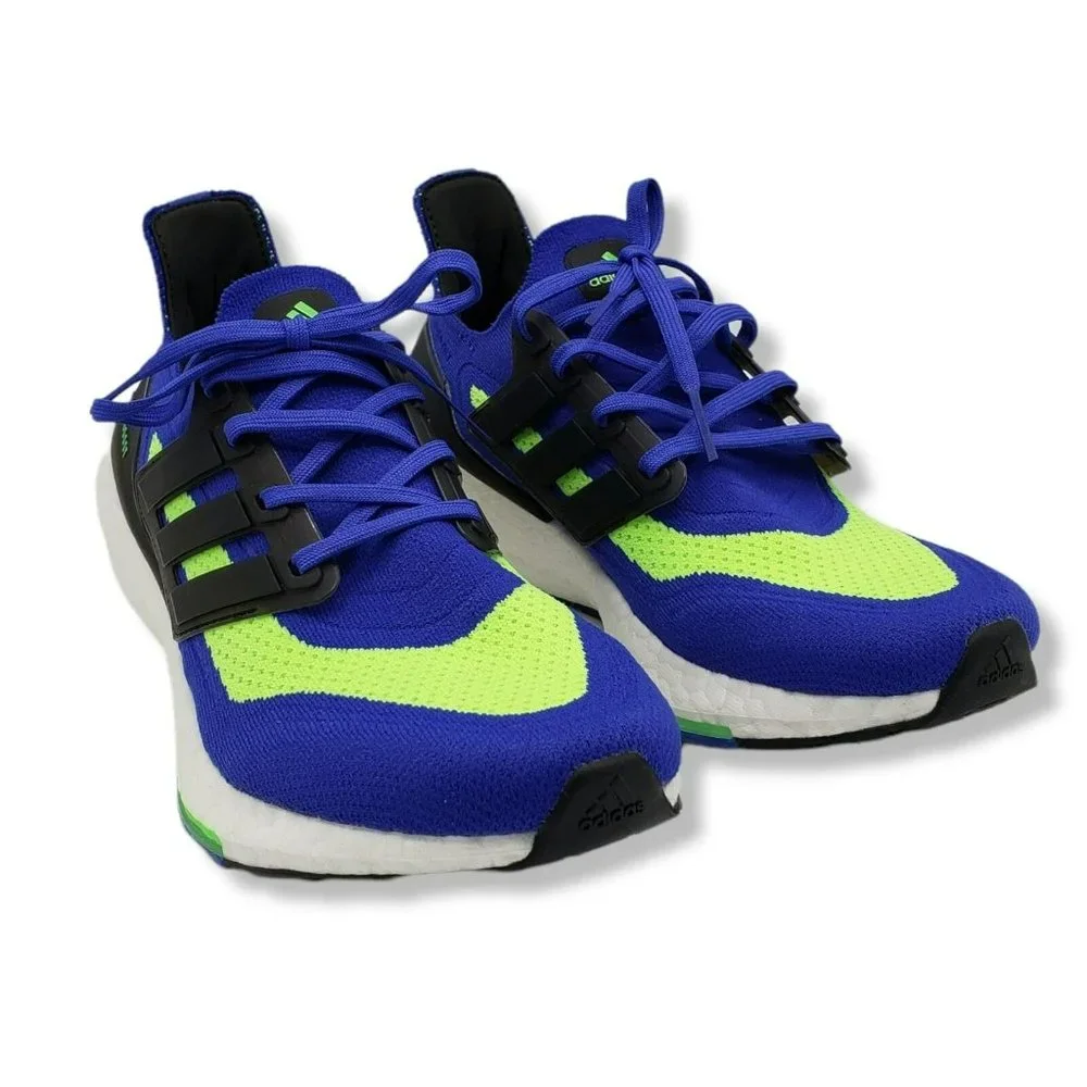 Adidas Ultraboost 21 Running Sneakers Mens Blue Green S23873 - Picture 4 of 12
